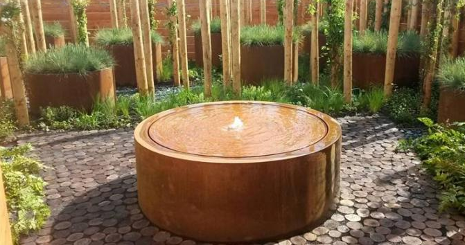 fonte de aço da tabela de água de 120cm Dia Garden Rust Surface Cylindrical Corten