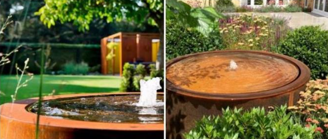 fonte de aço da tabela de água de 120cm Dia Garden Rust Surface Cylindrical Corten