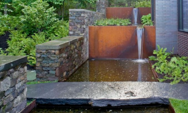 Cachoeira exterior Herb Planter de Rusty Corten Steel Pool With da decoração do jardim