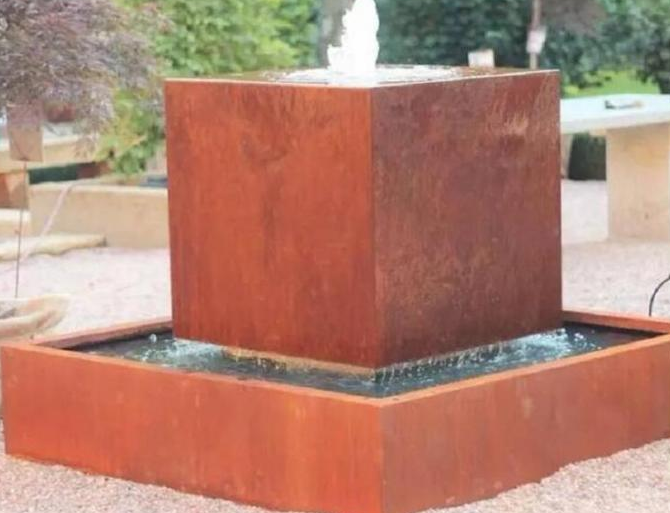 Do bloco cúbico decorativo da água do jardim característica de flutuação de aço da água de Corten