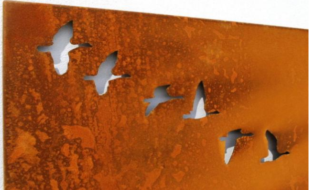 Arte industrial da parede dos pássaros do metal do aço de Corten da parede do metal dos gansos da decoração da casa