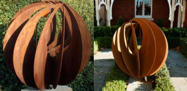 Do projeto rústico da esfera do jardim escultura exterior de aço de Corten grande para a paisagem
