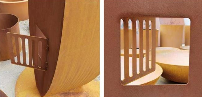 Armazenamento de aço da madeira de Corten Corten da escultura exterior da cremalheira da lenha do metal