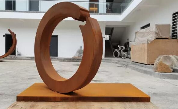 Escultura de Ring Corten Steel Metal Art do sumário moderno rústico exterior grande