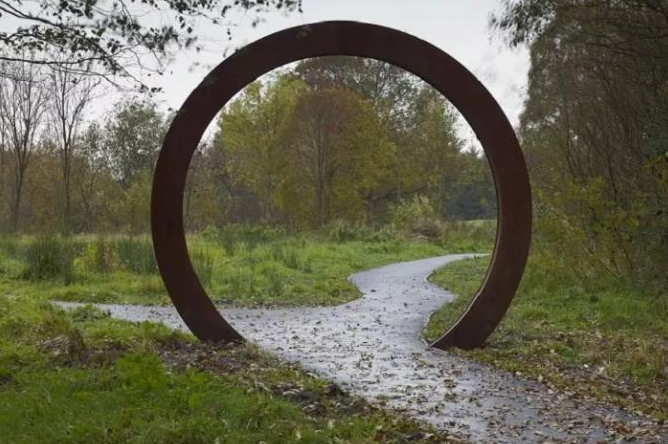 Jardim de aço Art Sculpture de Corten da grande porta decorativa da lua do metal da oxidação
