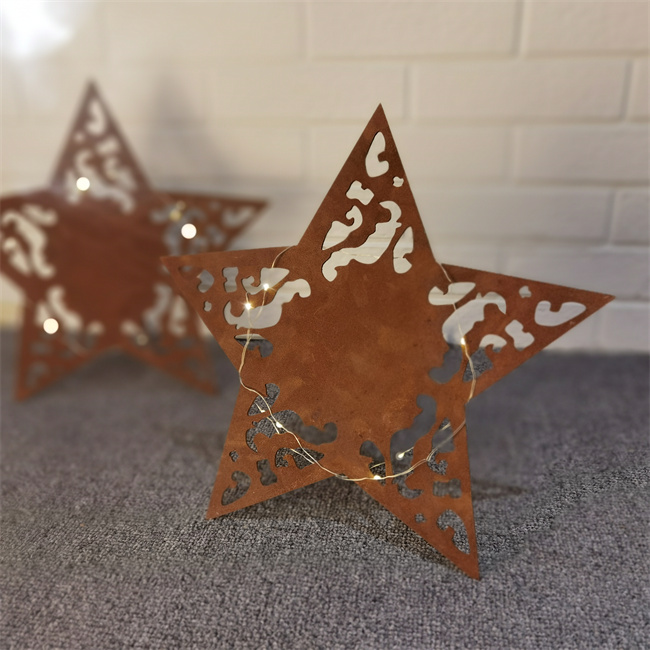 Decoração de aço dada forma estrela do Natal dos ornamento de metal de Corten para o jardim da casa