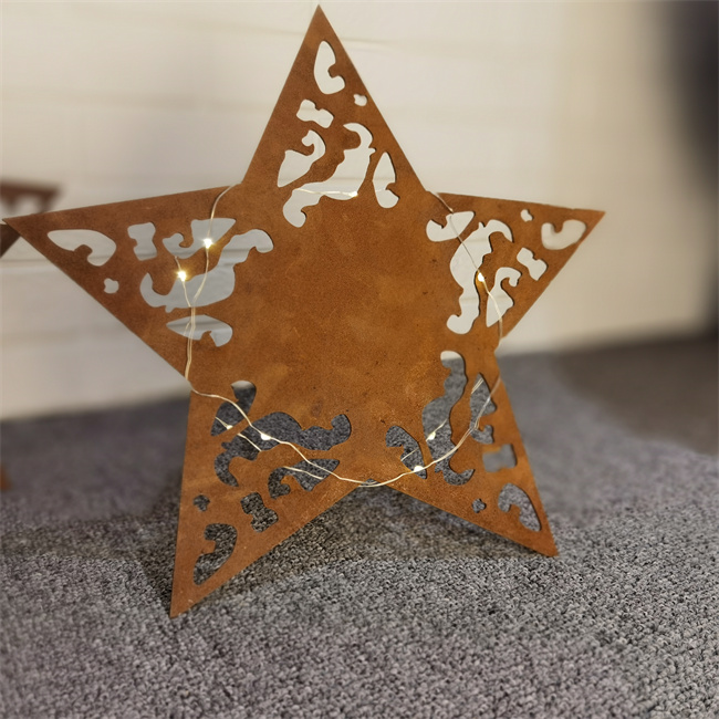 Decoração de aço dada forma estrela do Natal dos ornamento de metal de Corten para o jardim da casa