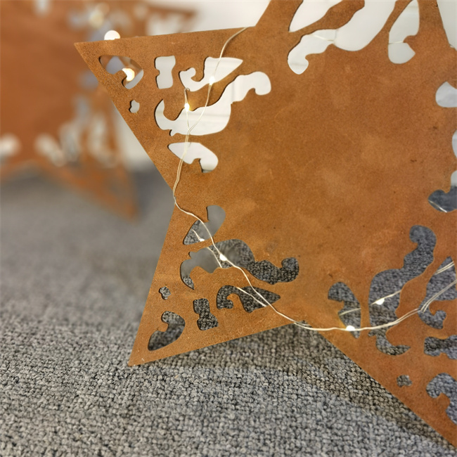 Decoração de aço dada forma estrela do Natal dos ornamento de metal de Corten para o jardim da casa
