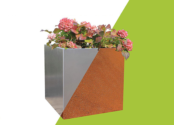 Potenciômetro de flor de Rusty Corten Planter Garden Decoration
