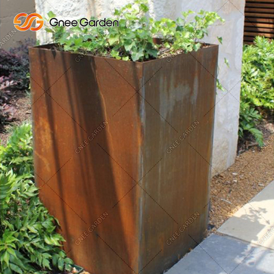 Os potenciômetros de flor de aço de Corten do grande plantador exterior do metal do quadrado personalizaram