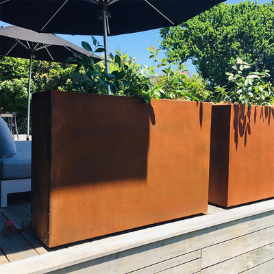 Plantador retangular de aço decorativo do jardim 1.5mm Corten customizável