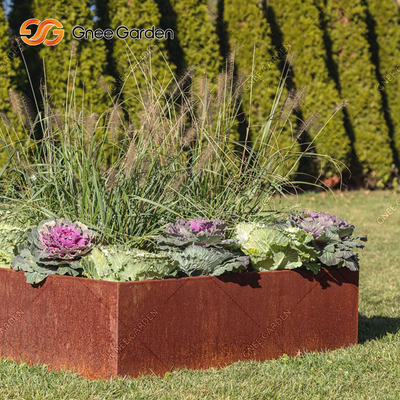 O plantador de aço de Corten do jardim encaixota retangular dado forma