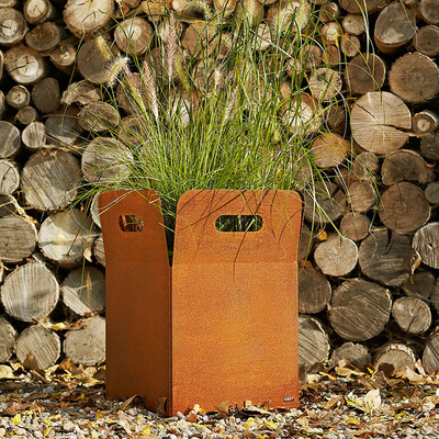 Oxida plantador da cubeta do metal do ferro livre o grande para o estilo de jardinagem exterior da decoração de Inhance