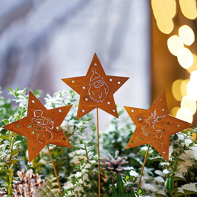 A estrela deu forma a resistir a decoração de aço do Natal dos ornamento do jardim do metal