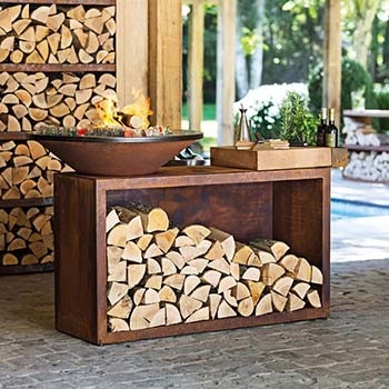 Tabela de aço retangular do fogo de Corten da multi função com armazenamento do log