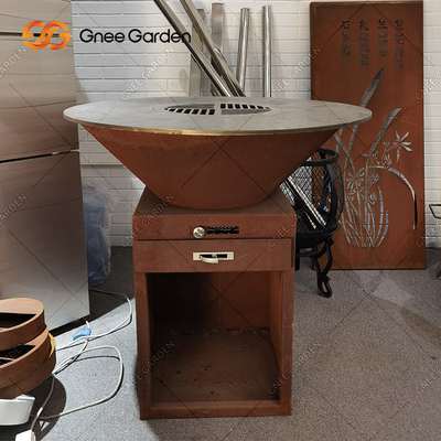 As grades de cozimento exteriores de aço de Corten da oxidação do jardim ateiam fogo a serviços de empacotamento da grade do ASSADO do poço