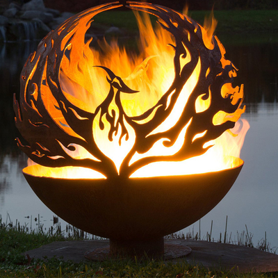 Projeto Rusty Outdoor Metal Fire Ball do teste padrão de Phoenix no aço de Corten
