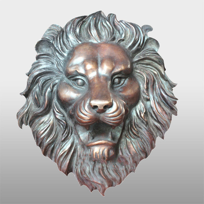 Uma altura de 18 polegadas oxidou ferro de Lion Face Sculpture Unique Cast