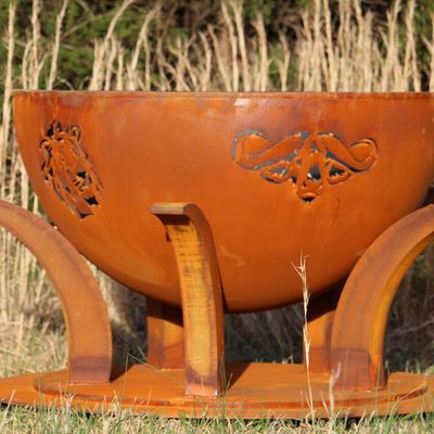 Fogo de aço Pit Laser Cut Animal Fire Pit Camping Wood Burning Bonfire de Corten