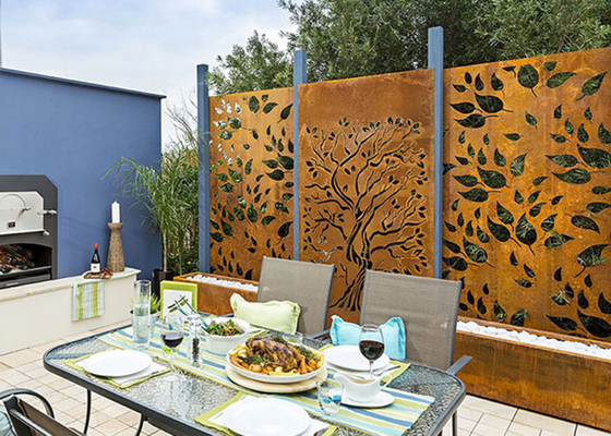 Projeto Rusty Corten Steel Privacy Screens 600*1200mm decorativos do carvalho