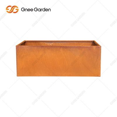 Plantador decorativo exterior do metal de Corten plantador retangular da parede do metal do grande