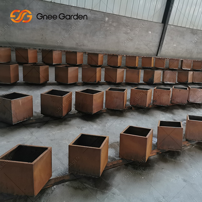 Plantador decorativo exterior do metal de Corten plantador retangular da parede do metal do grande