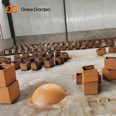 Plantador decorativo exterior do metal de Corten plantador retangular da parede do metal do grande