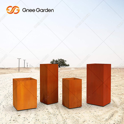 Os potenciômetros de flor de aço de Corten do grande plantador exterior do metal do quadrado personalizaram