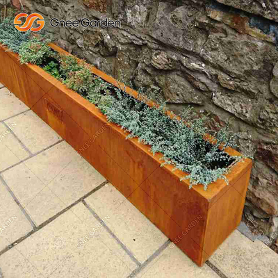 Os potenciômetros de flor de aço de Corten do grande plantador exterior do metal do quadrado personalizaram