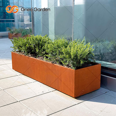 Os potenciômetros de flor de aço de Corten do grande plantador exterior do metal do quadrado personalizaram