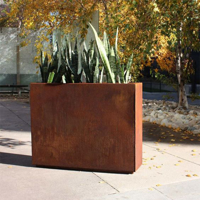 Personalize potenciômetros de flor quadrados exteriores do metal do plantador de aço de Corten grandes