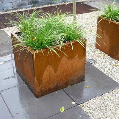 Caixa do plantador do período de aço de Corten do jardim a grande oxidou resistindo ao aço para a casa da quinta