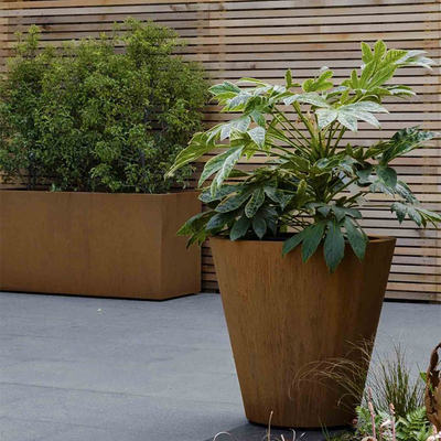 potenciômetros da planta de aço de Corten da decoração de 2.0-10mm Rusty Metal Planter Boxes Garden