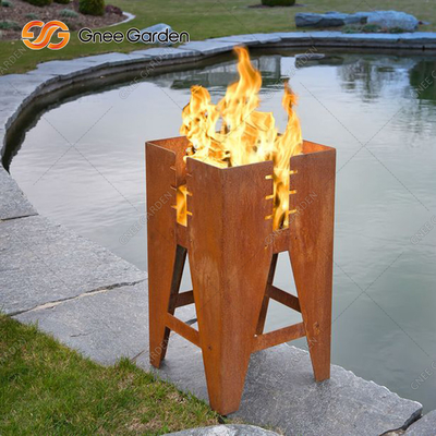 Quadrado em volta do fogo exterior portátil Pit Table do pátio do jardim da bacia de aço ardente de Corten