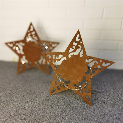 Decoração de aço dada forma estrela do Natal dos ornamento de metal de Corten para o jardim da casa
