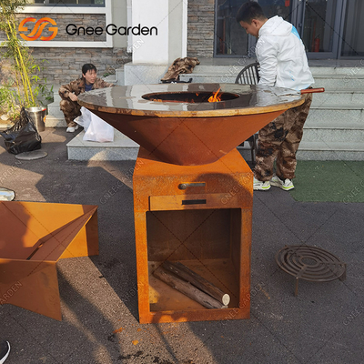 Assado de aço pre resistido Pit Customizable Size do carvão vegetal de Corten Firepits