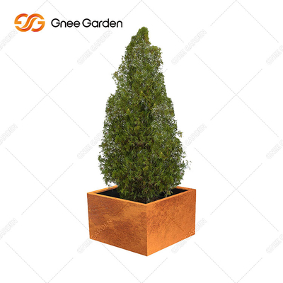 Metal que dobra Rusty Corten Steel Planter Box no pátio exterior
