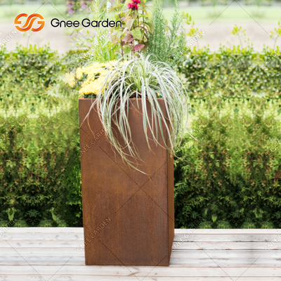Resistência elegante de aço do tempo dos potenciômetros de flor de Corten do quadrado longo feito sob encomenda do GV