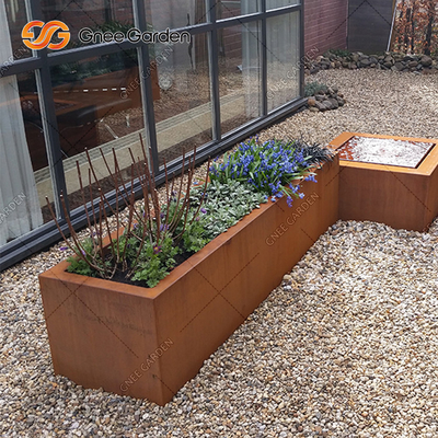 os plantadores vegetais de aço de 1200*500*600mm Corten oxidaram caixas do plantador do metal