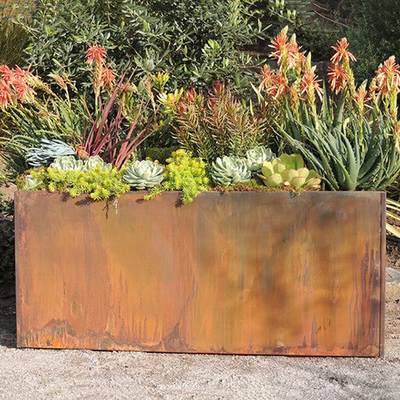 O plantador do jardim do metal da personalização encaixota o plantador de aço da calha de Corten 1200mm