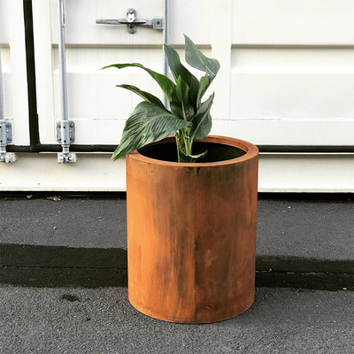 Plantadores de Rusty Finish Round Corten Steel da flor para o jardim