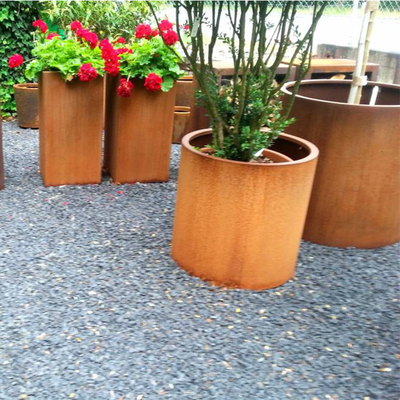 Plantadores de Rusty Finish Round Corten Steel da flor para o jardim