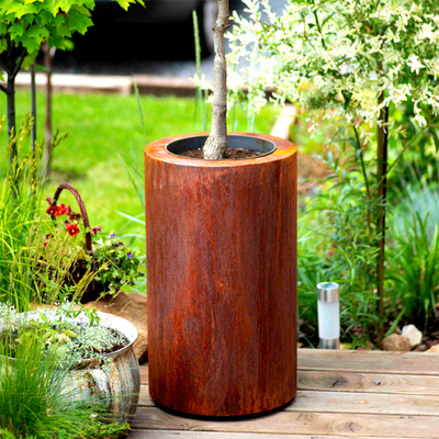 Plantadores de Rusty Finish Round Corten Steel da flor para o jardim