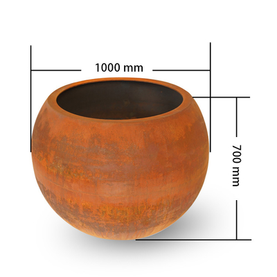 plantador exterior dado forma esfera aumentado 1000mm do metal para o shopping