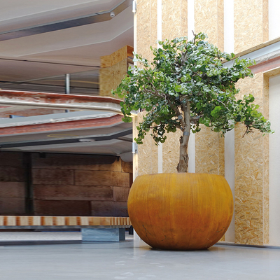 plantador exterior dado forma esfera aumentado 1000mm do metal para o shopping