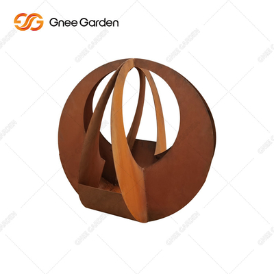 Plantador de aço de Corten do círculo customizável do projeto simples com os pires para a decoração da casa