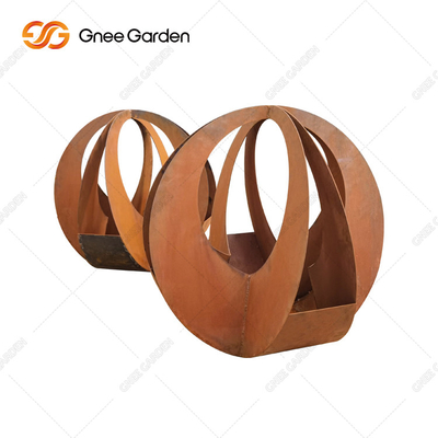 Plantador de aço de Corten do círculo customizável do projeto simples com os pires para a decoração da casa