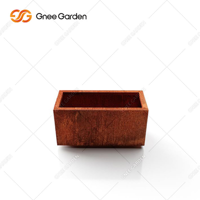 Potenciômetro de flor de aço cúbico do metal do plantador de Corten da forma quadrada para o jardim