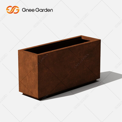 Vasos de planta de aço de metal personalizados design moderno caixa longa plantador de aço corten