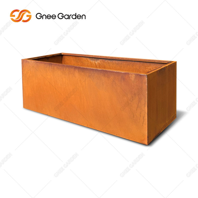 Vasos de planta de aço de metal personalizados design moderno caixa longa plantador de aço corten